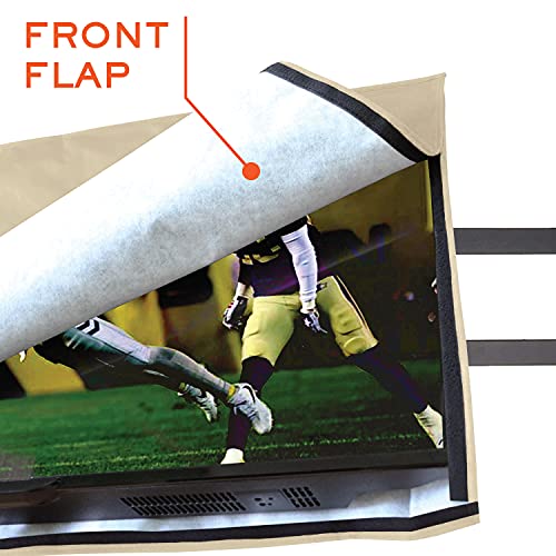 Outdoor TV Cover 55 inch - WITH FRONT FLAP - BEIGE - Weatherproof, Waterproof protection, Soft Interior, With Bottom… - Image 4
