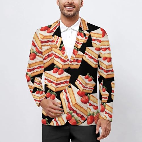 Strawberry Cake Men's Slim Suit Long-Sleeve Prom Tuxedo Classic Two Button Business Jacket2