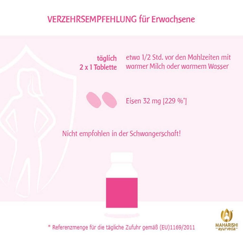 Maharishi Ayurveda Ladies Rasayana (für Frauen) | Nahrungsergänzungsmittel mit ausgewählten ayurvedischen Pflanzenteilen & Mineralien | Reich an Eisen | 60 Tabletten | 1 er Pack