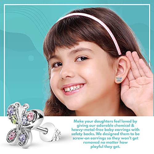 Crystal Butterfly Kids Baby Girl Earrings With Elements3