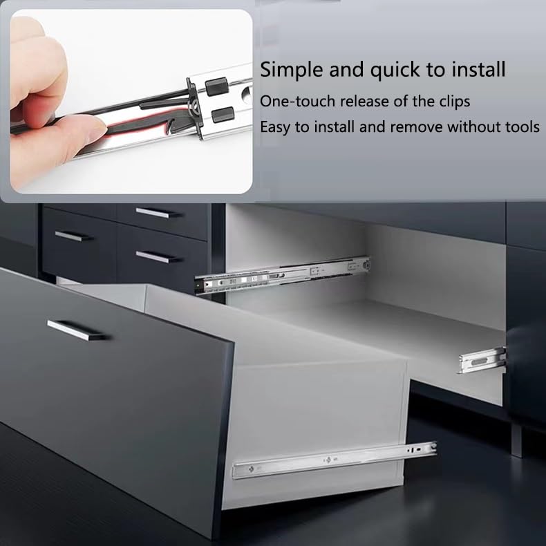 KCOLVSION 1 Paire De Glissières De Tiroir Robustes De 76,2 Cm D'une Capacité De 117,9 Kg (avec Vis En Acier Inoxydable), Montage Latéral, Extension