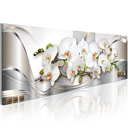 murando Impression sur toile intissee 135x45 cm 1 Piece tableau tableaux decoration murale photo image artistique photographie graphique fleurs orchidée Abstrait b-A-0086-b-b
