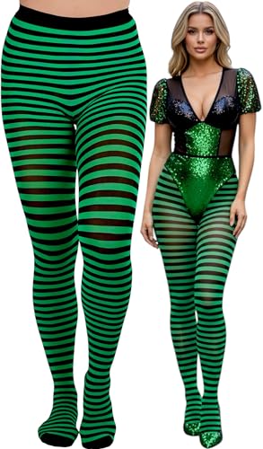 Image of ToBeInStyle Women's Thin Horizontal Stripe Opaque Tights Pantyhose - Regular or Plus