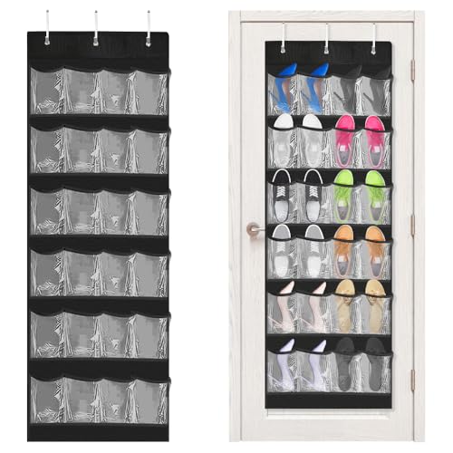 JINGIHE Zapatero organizador para puerta colgante, organizador de zapatos para armario con 3 ganchos, 24 bolsillos, organizador de zapatos, ahorra espacio para dormitorio, baño, salón, armario (150 cm JINGIHE Zapatero organizador para puerta colgante, organizador de zapatos para armario con 3 ganchos, 24 bolsillos, organizador de zapatos, ahorra espacio para dormitorio, baño, salón, armario (150 cm