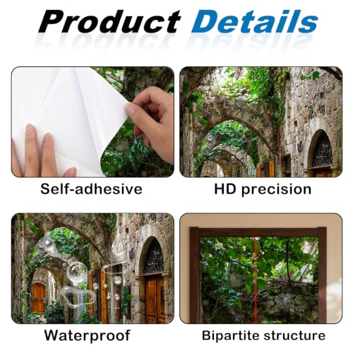 Image of Nuxovilar Stone Alley Door Cover 30.31x78.74 Inches PVC Decal