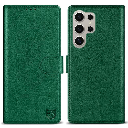 Image of ZZXX for Samsung Galaxy S25 Ultra Wallet Case with [RFID Blocking] Card Slot Kickstand Magnetic Closure Leather Flip Fold Protective Phone Case for Galaxy S25 Ultra 5G Case Wallet(Green-6.8 inch)