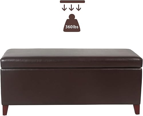 Miniatura 7 de Homebeez Moderno banco otomano de almacenamiento de mesa de centro de cuero sintético (marrón)