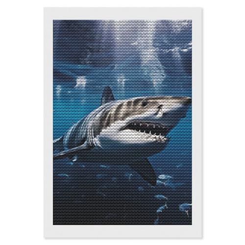 Art diamant requin blanc kit broderie complet pour tableau salon adulte DIY