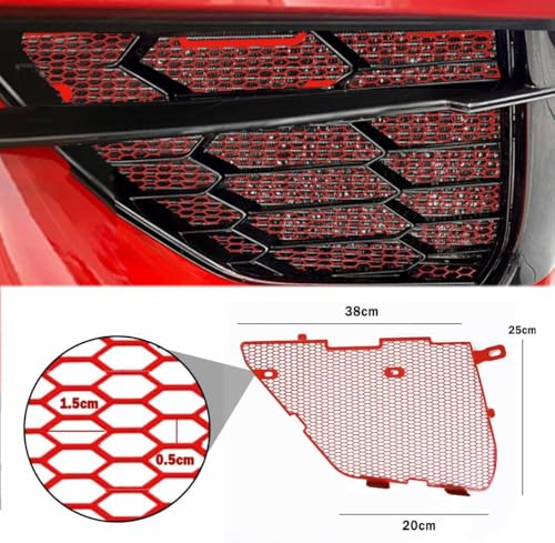 Image of 2Pcs Red Upgraded Front Radiator Guards Grille,Aluminum Front Outer Grill Low Profile Body Bumper Grille Vents Insert Mesh Set for Corvette C8 Stingray Z51 Convertible /HTC 2020-2025