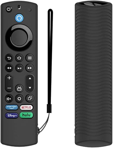 ToshibaInsignia Fire TV - Funda de silicona a prueba de golpes, ligera, antideslizante, con cordón (negro) para Omni Series o TV 4 Series