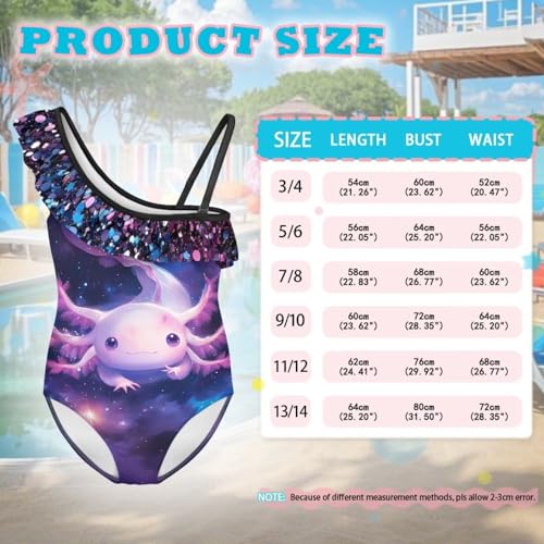 Image of Ladybug Swimsuits for Girls 5-14 One Piece Bathing Suit Kids One Ruffle Shoulder Beach Sport Swimwear