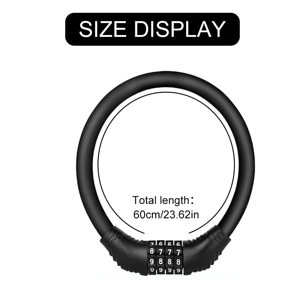 Cadenas De Vélo, Cable Antivol Vélo, Verrouillage à Vélo Antivol, Anti Vol Code à 4 Chiffres Antivol Pour Vélos, Antivol Casque Moto, Pour Vélo, Vélo Electrique, Skateboard, Poussettes, Portails