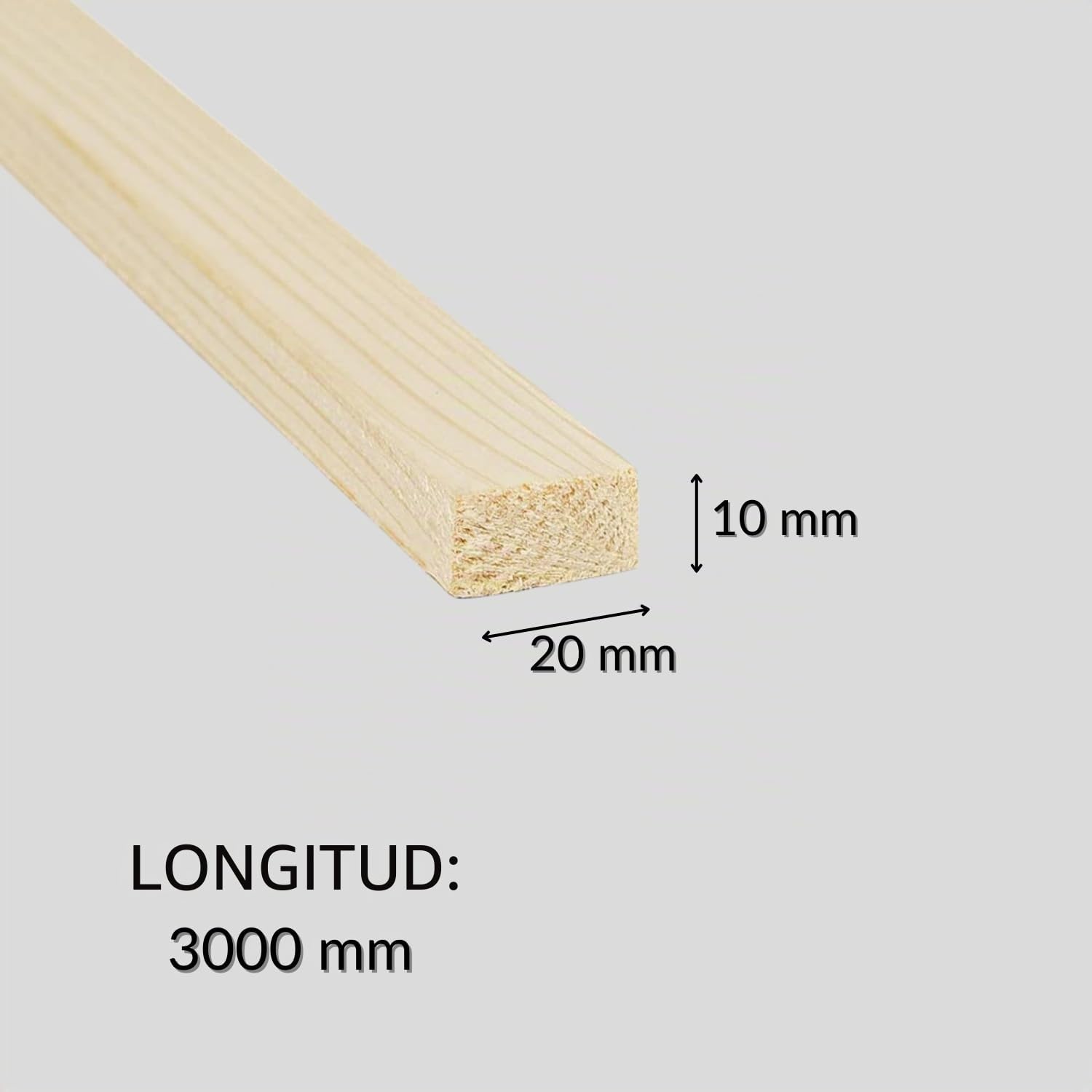 Twe - Listones de madera maciza de abeto 10 x 20 x 3000 metros cepillados en cuatro lados con chaflán en aristas, fabricado en Italia, paquete de 16 unidades