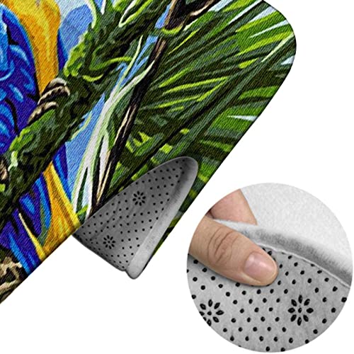 Badezimmerteppich-Set, 3-teilig, Bunte Papageienfarbe, waschbare Badeteppiche, rutschfest, mit Rückenpolster, Konturteppich und Toilettendeckelbezug – Bild 5