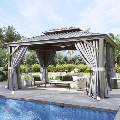 10' x 12' Hardtop Gazebo for Parties, Gardens, Decks, Patios, Lawns