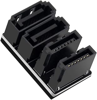 NFHK Dual SATA 7Pin Female to 7Pin Male 360 Degree Angled Adapter Low Profile for Desktops SSD HDD Mainboard Motherboard