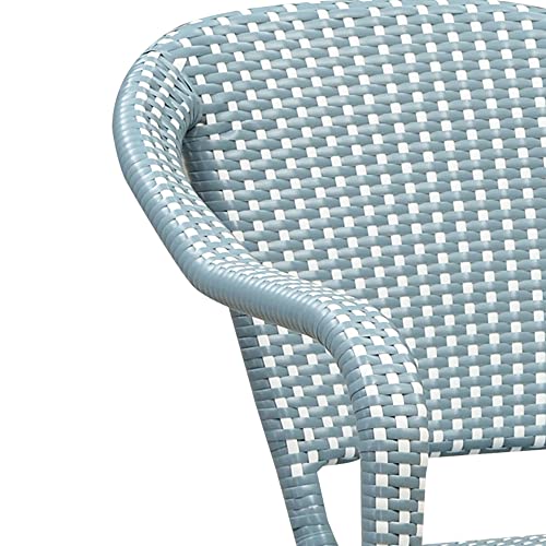 Image of PURPLE LEAF French Rattan Bistro Chairs Set of 2, White Finish, Light Blue