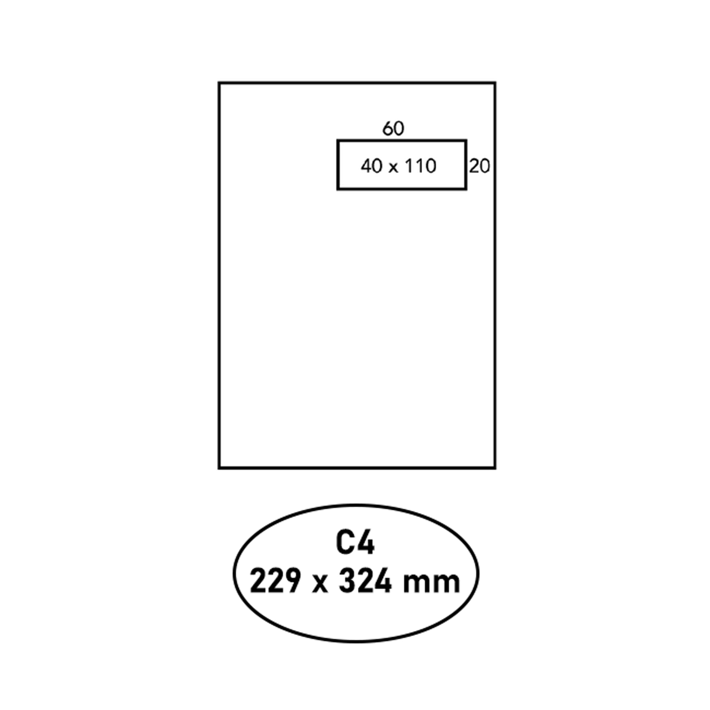 DULA C4 Umschläge A4 weiß, Venster rechts, 229 x 324 mm, 250 Stück, Selbstklebend mit Klebestreifen, 120 g/m²
