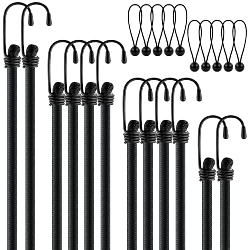 12er-Set Spanngummi mit Haken, in 4 Längen, Wasserdicht Planenspanner mit Stark Spanngurte, Elastische Gepäckspanner, Expander mit Haken für Ladesicherungen(30cm 45cm 60cm100cm)