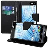 annaPrime Etui Coque Housse pour Wiko Getaway, Etui Portefeuille Support Video Cuir PU Effet Tissu Couleur Noir annaPrime Etui Coque Housse pour Wiko Getaway, Etui Portefeuille Support Video Cuir PU Effet Tissu Couleur Noir