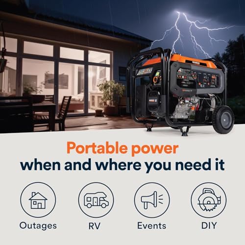 Image of Generac 12,500 Starting Watt Tri-Fuel Portable Generator | Gas and Propane Compatible, Quiet Operation, Produces Clean, Stable Power, Great for Home Backup, Camping, and RV Use