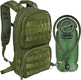MARCHWAY Tactical Molle Hydration Pack with 3L TPU Water Bladder, Military Backpack for Backpacking, Hiking, Running, Cycling (Green)