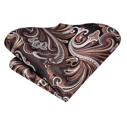 Image of Hi-Tie Men Ties Sets Silk Stripe Paisley Necktie Pocket Square Cufflinks for Business Wedding
