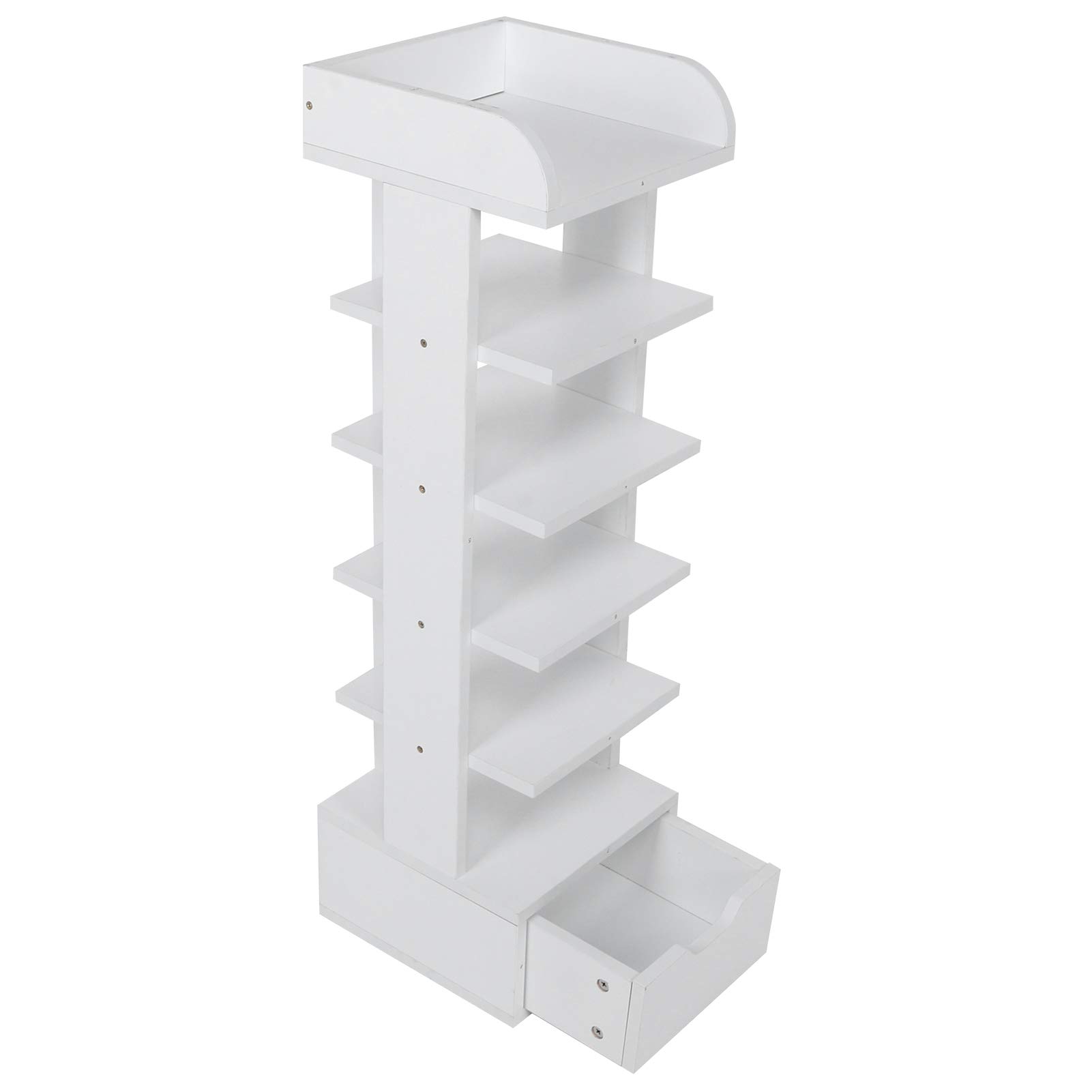 Cocoarm Półka na Buty Płyta Wiórowa Organizer na Buty 6-warstwowa Pionowa Półka do Przechowywania z szufladą 27,5 X 27,5 X 94, Cm do Przedpokoju, Przedpokoju, Szafy w Sypialni