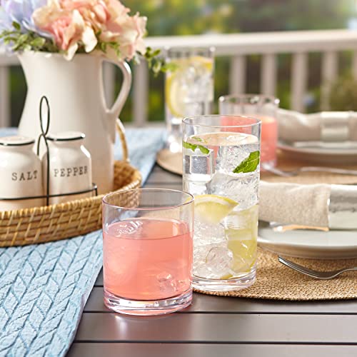 image for US Acrylic Classic Clear Plastic Reusable Drinking Glasses (Set of 8) 