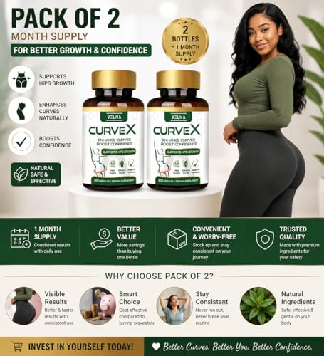 Image of Velna curvex ayurvedic herbal capsules for hips growth (Pack Of 2)