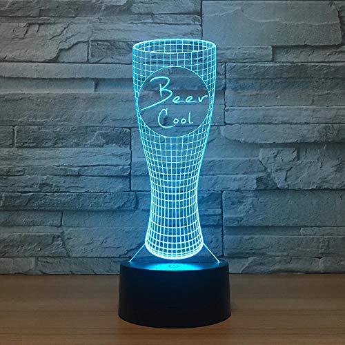 Preisvergleich Produktbild Halloween Geschenk 3D Nachtlichter Emotionslichter Illusionslichter Kinderlichter Optische Lichter 7 Farben Led-leuchten Tischlampen Nachttischlampen Weihnachtsgeschenke Wohnkultur (Bierkrug)