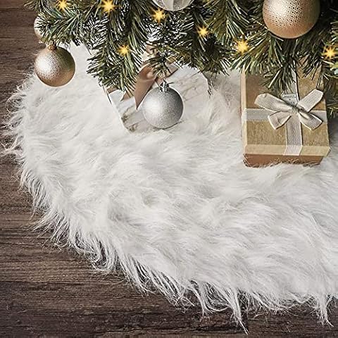 Christmas Tree Blanket, Christmas Tree Rug, White, Christmas Tree Decoration, Christmas Tree Stand, Christmas Tree Skirt, Fur, Plush Christmas Tree Blanket for Christmas Decoration Cover