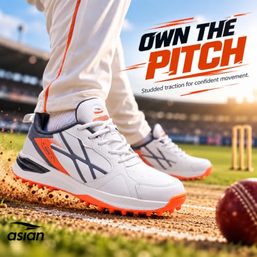 Image of ASIAN All Rounder-01 Men's Cricket Shoes | Lightweight, Durable Sports Shoes with Superior Grip, Cushion Comfort & Steady Support for All-Terrain Cricket Play