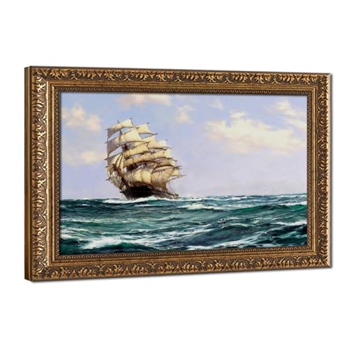 Clipper Ship toile Montague Dawson, cadre suspendu haut de gamme 40,6 cm