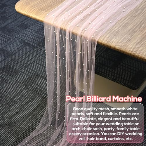 Pearl Table Runner, 118.11x35.43in Pearl Lace Tablecloth Soft Pearl Tulle Fabric Table Decorations for Bridal Shower Birthday Party Wedding Arch(Pink) - Cosy Home Interiors Pearl Table Runner, 118.11x35.43in Pearl Lace Tablecloth Soft Pearl Tulle Fabric Table Decorations for Bridal Shower Birthday Party Wedding Arch(Pink) - Image 3