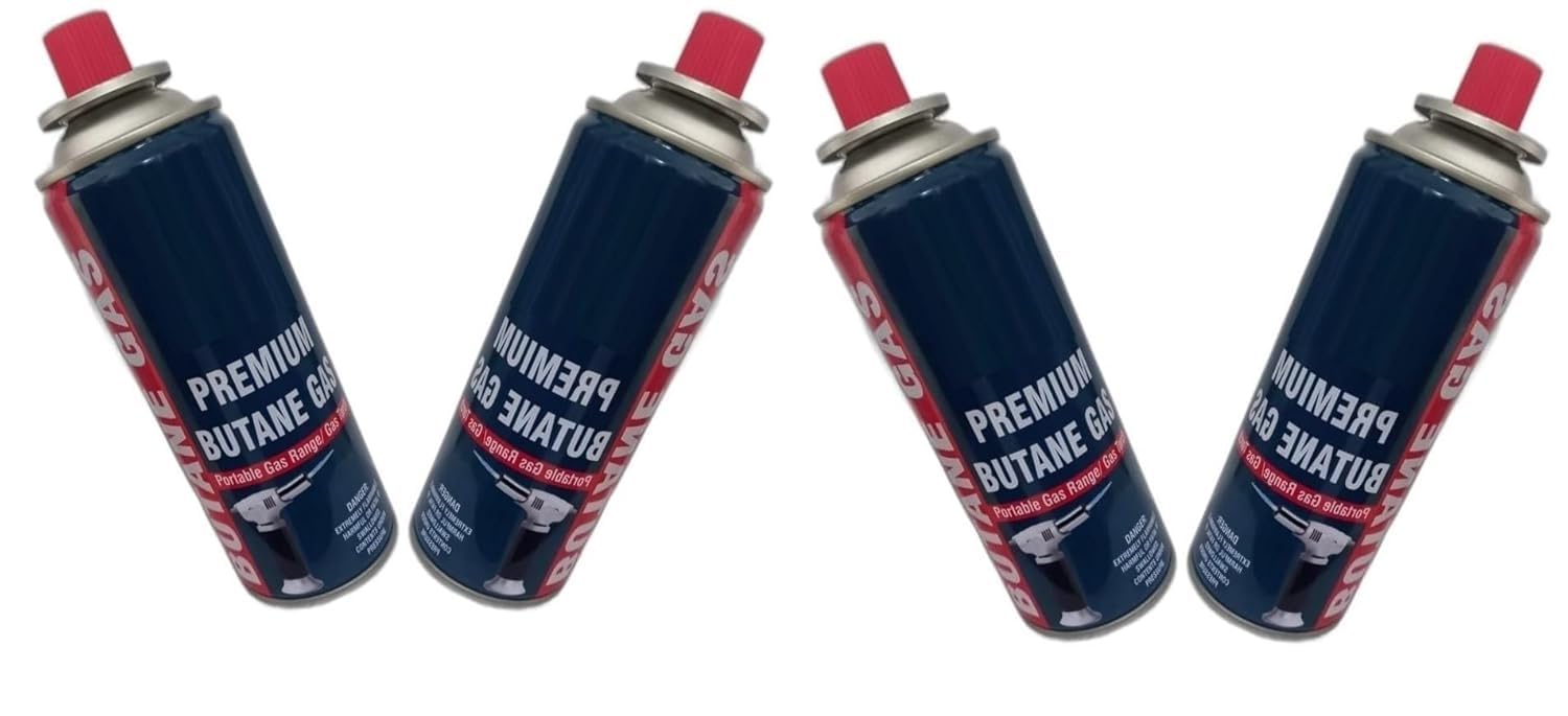 Gadget Deals Pack of 4-225g Each- Camping Gas Cylinder - Butane Gas Can - Butane Gas | Butane Gas Refill -Flame Portable liquefied - Butane Gas Canister | emergencey Gas
