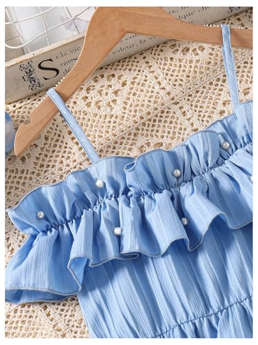 Floerns Girl's Summer Short Dress Cold Shoulder Ruffle Trim Birthday Graduation A Line Dresses4