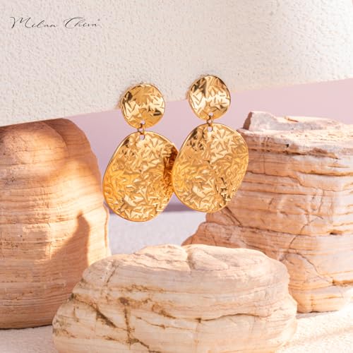 Milan Chiva Small Dangle Earrings for Women 14k Gold Plated Lightweight Huggie Drop Dainty Jewelry3