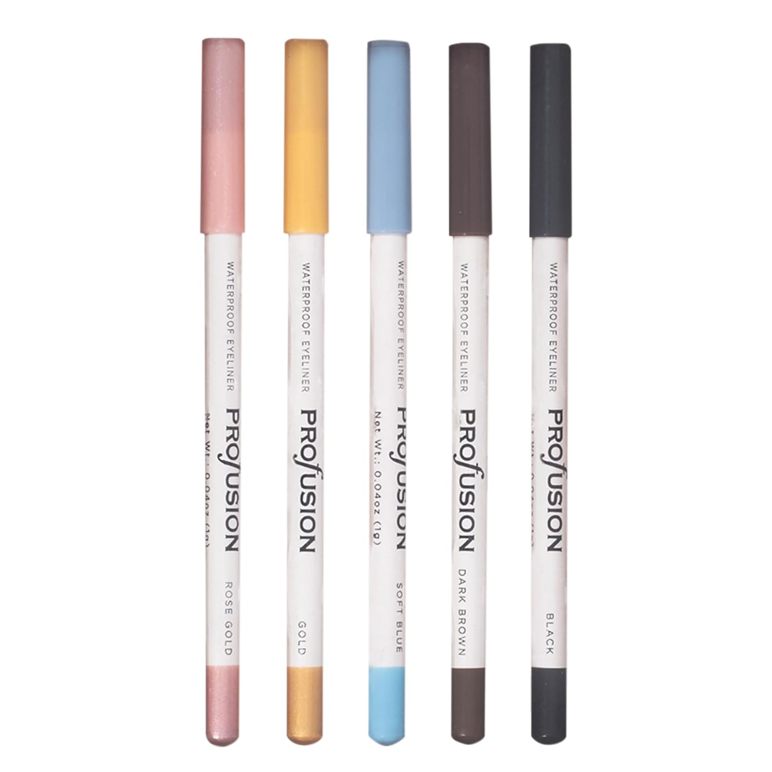 Profusion Cosmetics Eye Definers 5 PC Eye Pencil Set with Sharpener, Richly Pigmented Waterproof Eyeliner in Multiple Colors for Bold Eyecatching Looks