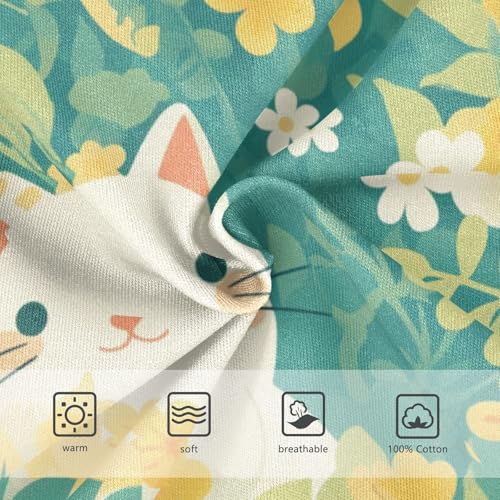 KLL Cartoon Cat Bunny and Flower Green Toddler Boy Cotton Briefs Underwear Breathable Children Panties3