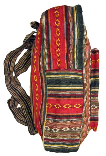 Original Collections Unisex Tribal Red Woven Cotton Ethnic Hippie Backpack or Daypack One_Size2