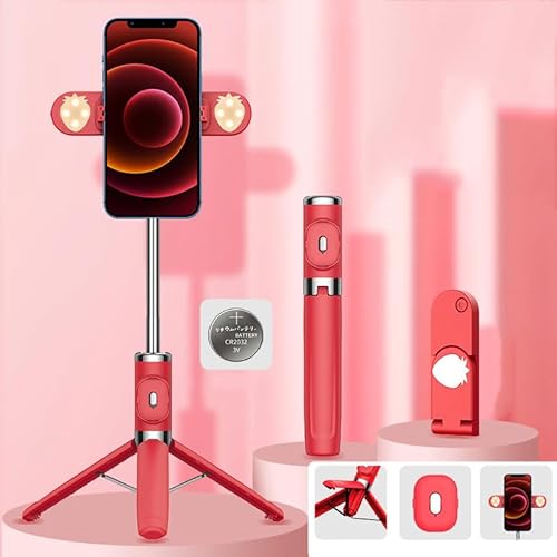 Telefono Treppiede con Pietra Leggero Remoto Professionale Regolabile 360 ¹¹gradi in Lega di Alluminio Stand per Auto -trasmissione in Diretta 104 Cm rosso