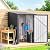 Outsunny 3.3' x 3.4' Outdoor Storage Shed, Galvanized Metal Utility Garden Tool House, Lockable Door for Backyard, Bike, Patio, Garage, Lawn, Dark Gray