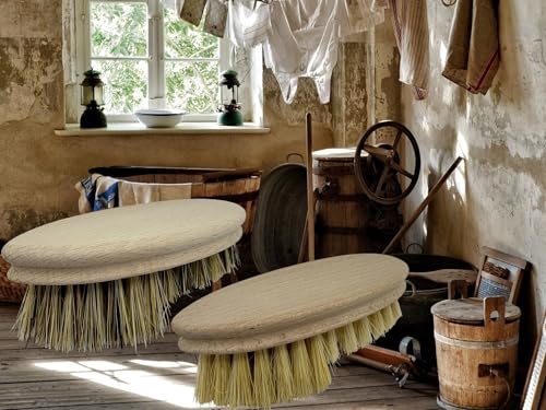 2 x Set MAAJ WASCHEI/WASCHBÜRSTE 14 cm OVAL MIT Harter Fibre & Union BESTÜCKUNG - PLASTIKFREI - Made IN Germany