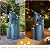 Ultym 32" Outdoor Water Fountain, Ceramic Outdoor Fountain, Stacked 4-Tier Vase Waterfalls for Garden, Patio, Yard, or Porch Decor, Creating Relaxing Serene Oasis, Embossed Leaf Pattern, Turquoise