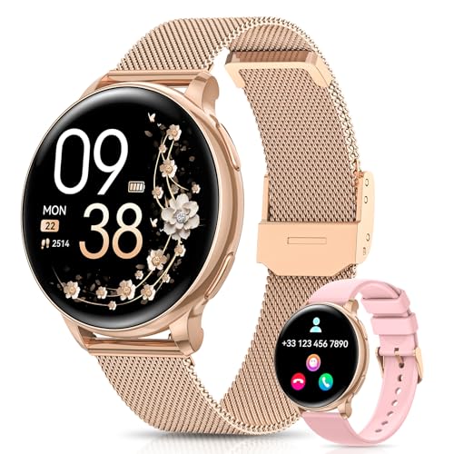 AIMIUVEI Smartwatch Donna, 1,27” HD Orologio Smartwatch con Chiamate, Fisiologia Femminile, 120+ Sport, 24H Cardiofrequenzimetro SpO2, Sonno, Passi, IP68 Smart Watch Fitness Android iOS Oro Rosa