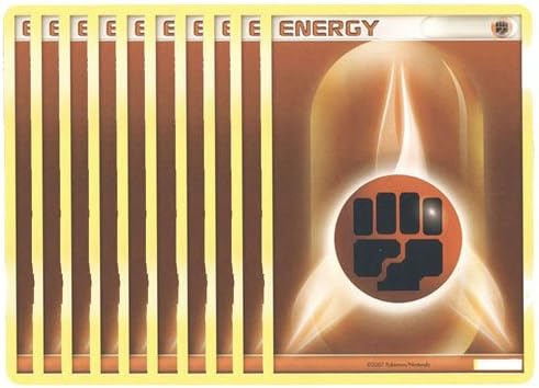 Pokemon Tarjetas - LOTE de 10 tarjetas de lucha de energía (marrón)