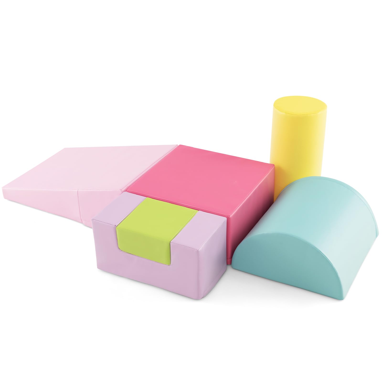 COSTWAY Set di Blocchi in Schiuma per Bambini 4 Pezzi, Set di Costruzioni Morbide in PU + EPE per Sviluppo dei Bambini, Gioco Attivo Interno per Arrampicarsi e Gattonare (Blu