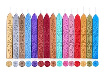 Wax Seal Sticks, Yoption 5 Pcs Totem Fire Manuscript Sealing Seal Wax Sticks with Wicks Multi-Color Cord Wick Sealing Wax For Postage Letter Retro Vintage Wax Seal Stamp (15 Colors)