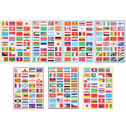 7 Hojas de Pegatinas de Bandera Nacional y Mundial, Decoración de la Copa del Mundo y Juegos Olímpicos